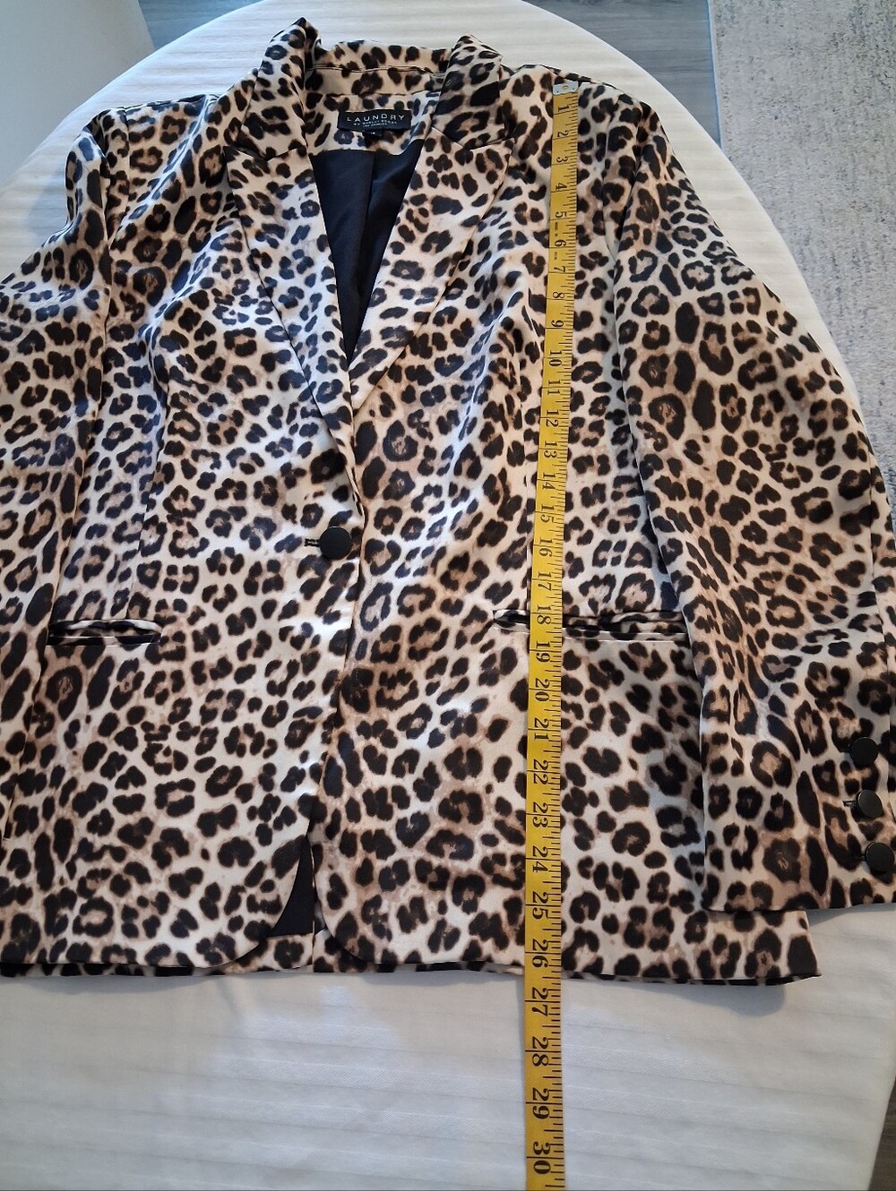 Leopard Print Blazer Jacket - Beige & Black Size 14 - Picture 10 of 11